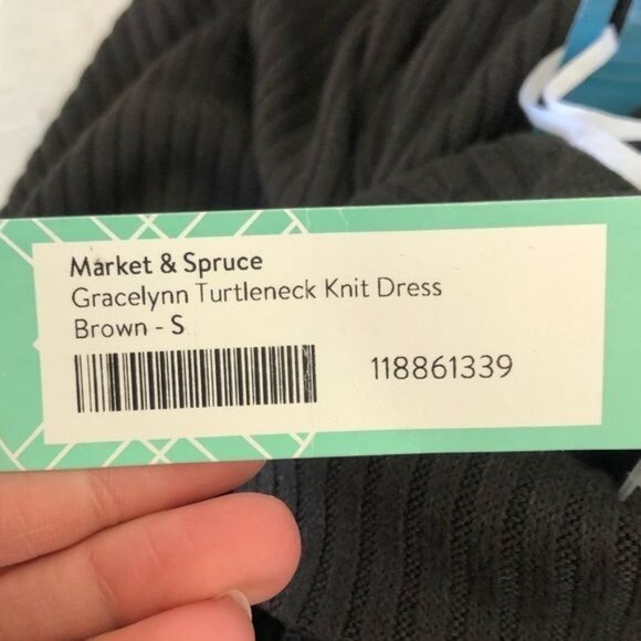 Market & Spruce Gracelynn Brown Ribbed Turtleneck Long Sleeve Dress NWT Sz Small - Picture 7 of 10